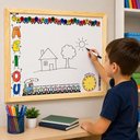 Ver mais imagens de Lousa Quadro Branco Infantil Educativa Magik Moldura Madeira Alfabeto Numeros Relogio Aprendizado Ki