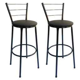Kit 2 Banquetas Bistrô Aço Preto e Assento Preto - 1