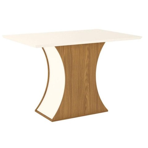 Mesa de Jantar Luiza 120 Cm Canto Reto sem Vidro Nature Off White – Henn