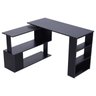 Mesa de Computador Giratória em Forma de L com Acabamento Preto e Estantes - 1