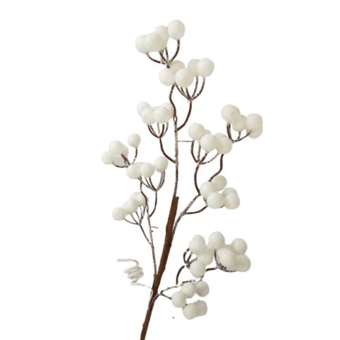Galho Decorativo com Bagas de Eps Branco 57cm