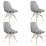 Kit 4 Cadeiras Charles Eames Cristal Eiffel Wood Designer Cinza - 1