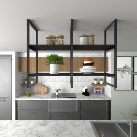 Nicho Industrial Suspenso para Cozinha - Prateleira Decorativa