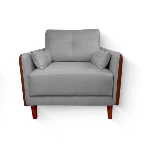 Poltrona Texas com Capa Couro - Luxo Decor Cinza/couro
