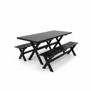 Ver imagem 2 de Mesa para Churrasco Área Externa com 2 Bancos Madeira Maciça 200cm Yescasa Preto