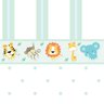 Papel de Parede Adesivo com Faixa Border de Animais Safari Verde Claro e Branco Listrado e Poá - SSB - 1