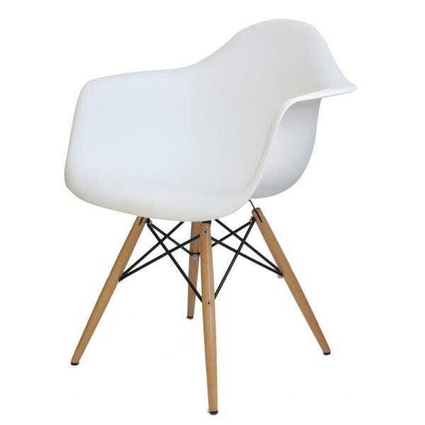 Cadeira Eames Base Madeira com Braço Branco - 2