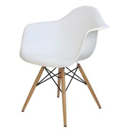Cadeira Eames Base Madeira com Braço Branco - 2
