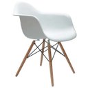 Ver imagem 1 de Cadeira Eames Base Madeira com Braço Branco