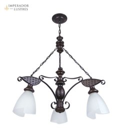 Lustre Rústico 503e Luminária Rústica 3 Lâmpadas Luminárias Müller - 1