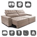 Ver imagem 3 de Sofá Retrátil e Reclinável 2,35m Cama inBox Big Star com SoftGel D40 Velupluma Bege