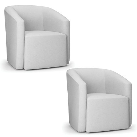 Poltrona Decorativa Orgânica Kit 2 Stella Max Linho Cinza D03 - D’Rossi