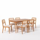 Ver imagem 2 de Conjuto Sala de Jantar com 1 Mesa Tampo Laminado 160cm e 6 Cadeiras Verona Off White/Verniz Mel/Cru