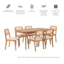 Ver imagem 6 de Conjuto Sala de Jantar com 1 Mesa Tampo Laminado 160cm e 6 Cadeiras Verona Off White/Verniz Mel/Cru