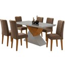 Ver imagem 2 de Sala de Jantar Aster 180 Tampo em MDF e Vidro com 6 Cadeiras Liz Moderna