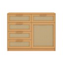 Ver imagem 4 de Cômoda 1 Porta 5 Gavetas Madeira Maciça e Rattan Magna Kids Casatema MadeiraOriginals Marrom/Mel
