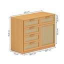 Ver imagem 3 de Cômoda 1 Porta 5 Gavetas Madeira Maciça e Rattan Magna Kids Casatema MadeiraOriginals Marrom/Mel