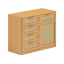 Ver imagem 2 de Cômoda 1 Porta 5 Gavetas Madeira Maciça e Rattan Magna Kids Casatema MadeiraOriginals Marrom/Mel