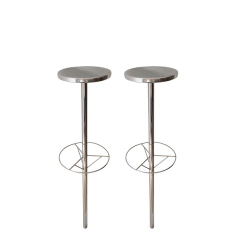 02 Bancos Inox Dupla Face Bar Molhado + Chumbadores