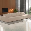 Ver imagem 2 de Sofá Ilha Modular com Puff para Sala Living 432cm Georgia K04 Veludo Bege - Mpozenato