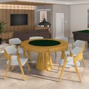 Ver imagem 1 de Conjunto Mesa de Jogos Carteado Bellagio Tampo Reversível Verde e 6 Cadeiras Madeira Poker Base Cone