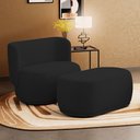 Ver imagem 2 de Namoradeira com Puff Orgânico Molly 02 Lugares Veludo Preto - Desk Design