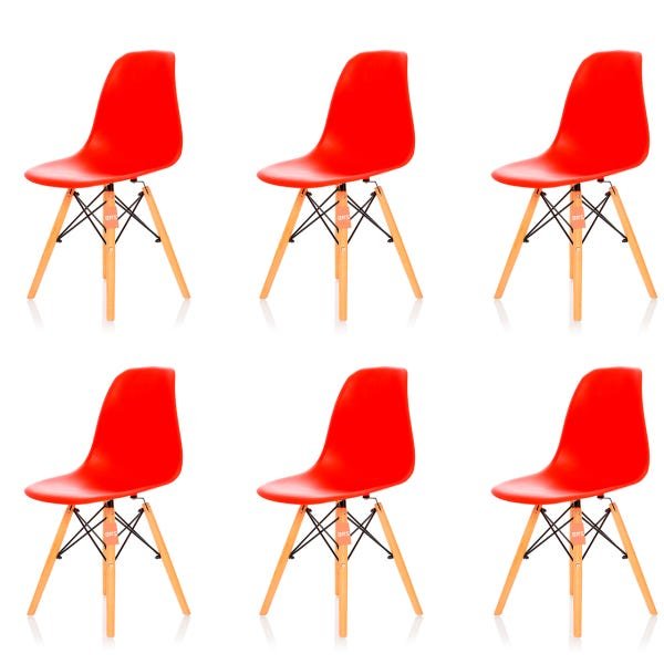 Kit 6 Cadeiras Charles Eames Eiffel Dsw Vermelho - 2