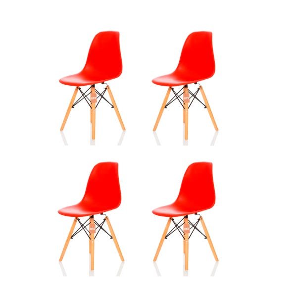 Kit 4 Cadeiras Charles Eames Eiffel Dsw Vermelho