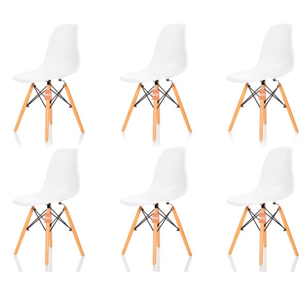 Kit 6 Cadeiras Charles Eames Eiffel Dsw Branca - 1