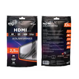 Cabo Hdmi 2.0, Elg, Hd4k100, 4k Ultra Hd, 3d Ready, Alta Velocidade 18gbps, 2,5 Metros, Preto - 5