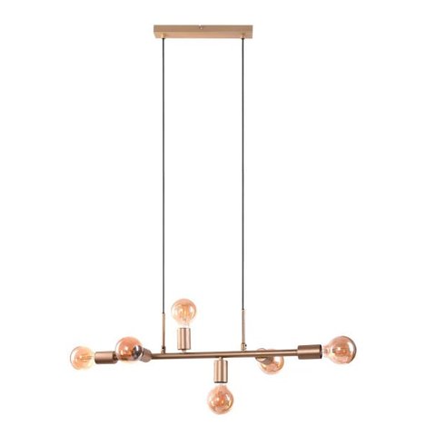 Lustre Pendente Spine Metal Tubo Dourado 6E27 70cm QPD1361CO