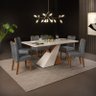 Conjunto Mesa de Jantar Vega Tampo em Vidro 180x90cm com 06 Cadeiras Julia Freijó/Off White/Veludo L - 1