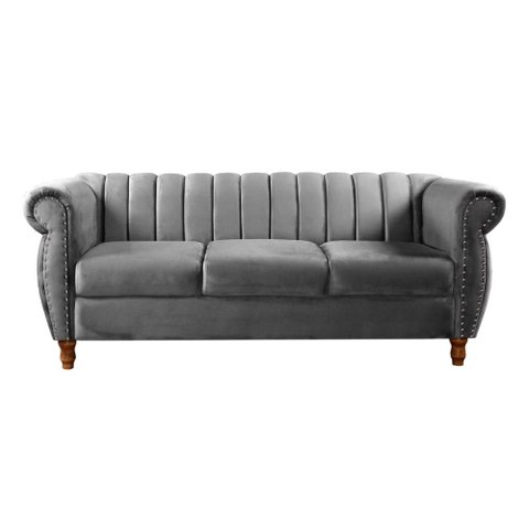 Sofá Realeza 3 Lugares Cor:Suede Cinza 220