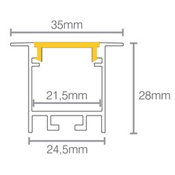 Perfil de Embutir para Fita Led Taschibra Apex 35 com 1 Metro - 2