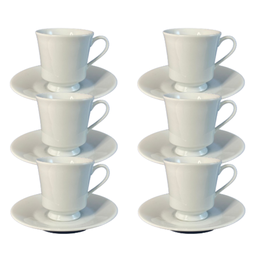 Kit Xícara de Chá com Pires Itamaraty Porcelana Branca – 6 Peças - 1