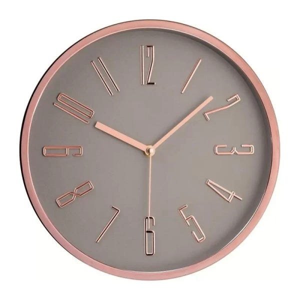 Relógio Parede Rose Gold/Preto Redondo Decorativo 30x4cm 10086 - 1