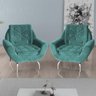 Kit 2 Poltronas Decorativa Glória - Veludo Verde - 1