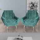 Ver imagem 1 de Kit 2 Poltronas Decorativa Glória - Veludo Verde