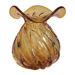 Vaso De Vidro Murano Ambar Trouxinha 15cm x 16,5cm OD0011 - 1