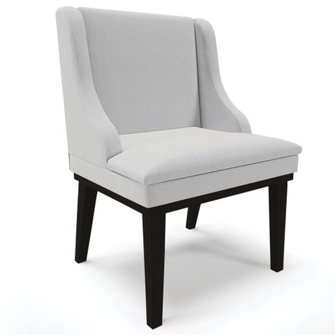 Cadeira Decorativa Sala de Jantar Base Fixa de Madeira Firenze Linho Cinza/Preto G19 - Gran Belo