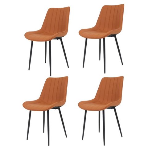 Kit 4 Cadeiras de Cozinha Sala Jantar Taina Chicago Caramelo Assento Estofado Design Anatômico