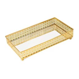 Bandeja Retangular Decorativa Espelhada Dourada 24x12,5CM 09616 Mart - 1