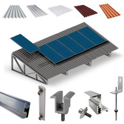 Kit Estrutura Fixador Linha C 1,20m para 6 Placas Solar Alumínio Inox Telha Fibro Ondulada Viga Metá - 1