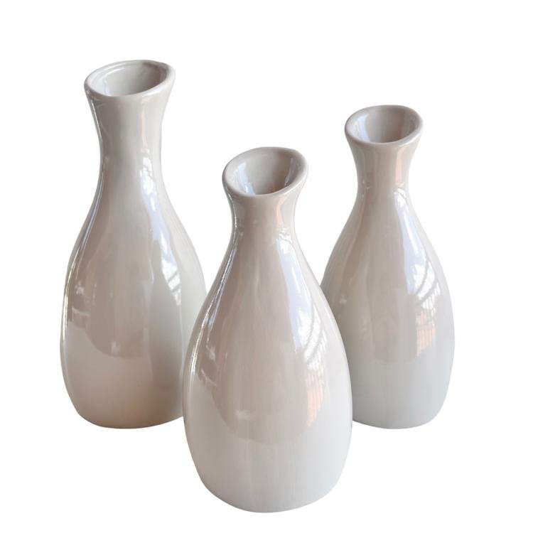 Trio vaso garrafa jarro cor areia decoração para mesa - 1