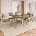 Ver imagem 1 de Conjunto Sala de Jantar 6 Cadeiras Una Carraro Carvalho Dourado