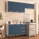 Ver imagem 1 de Armário de Cozinha Modulada Completa 3 Peças 310cm com Tampo 100% Mdf Amara Politorno Móveis