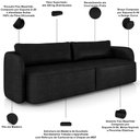 Ver imagem 4 de Sofá 3 Lugares Sala Living Orgânico 220cm Oregon K01 Couríssimo Preto - Lyam Decor