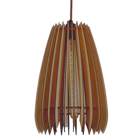 Luminária Teto tipo Pendente COMETA MDF - Completa - Cor: Marrom