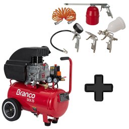 Kit Compressor de Ar 25 Litros + Jogo 5 Peças Branco - 1