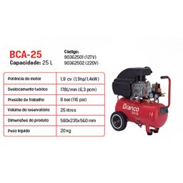 Kit Compressor de Ar 25 Litros + Jogo 5 Peças Branco - 2